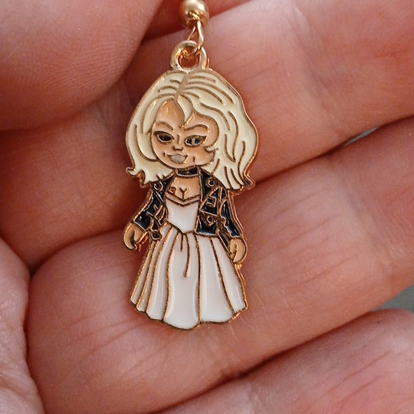 NWOT Chucky & Bride Of Chucky Dangle Earrings Tiffany Doll Horror Child's Play - Picture 2 of 4